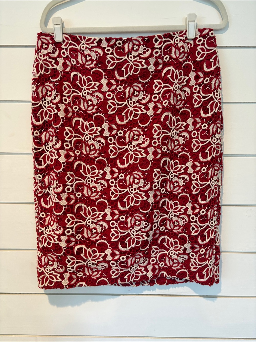Red Floral Lace Pencil Skirt size 12